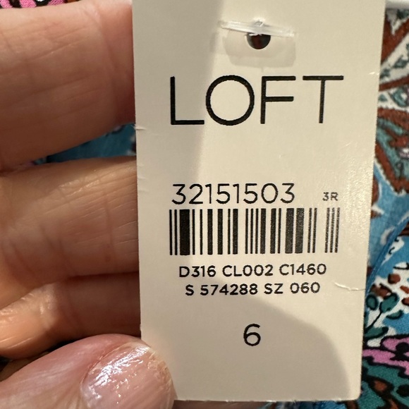 LOFT Bouquet Blue and Pink Floral Mock Neck Midi Dress. NWT - Picture 12 of 13